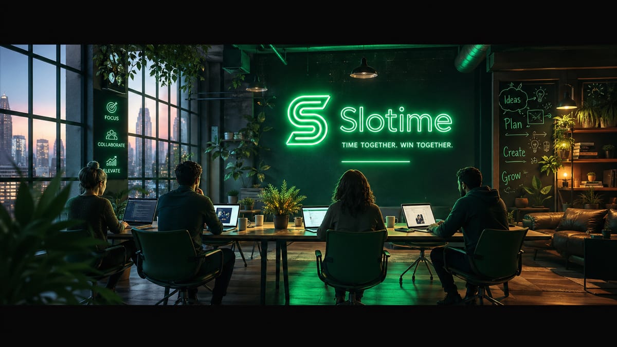 Slotime tanıtım ekibi birlikte çalışırken