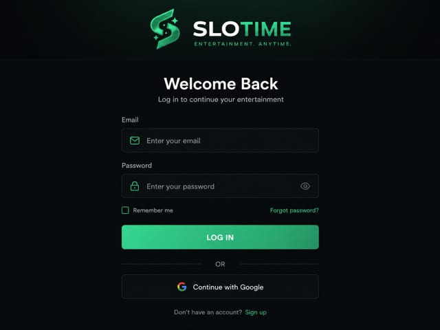 Slotime giriş ekranı görseli